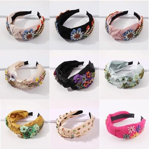 Baroque Headband Inlaid Rhinestone Hair Band Color Slippery Silk Fabric Headbands Ladies Street Travel Gift Hair Accessories New