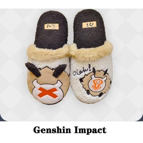 Pre-Sale! Anime Accessories Game Genshin Impact Cosplay Props Project Monster Tcho-Tcho Plush Slippers Casual Home Velvet Shoes