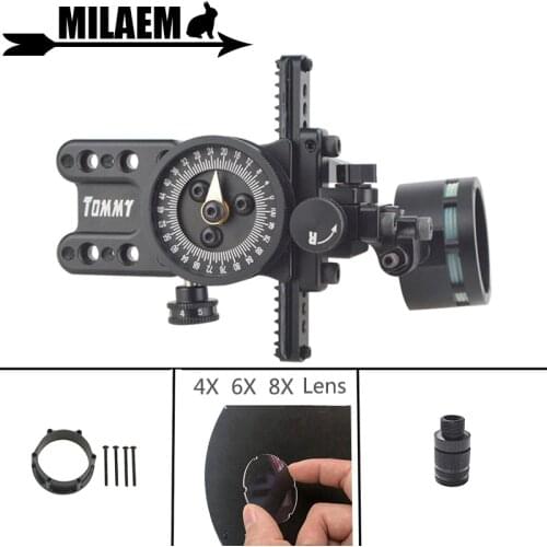 1Set Archery Compound Bow Sight With Adapter And 4x/6x/8x Lens Sight Light Compound Bow Left Right Hand Shooting Accessories