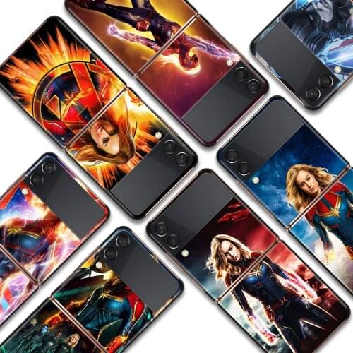 Captain Marvel Shockproof Cover for Samsung Galaxy Z Flip Flip3 5G Black Phone Case Shell Hard Fundas Coque Capa