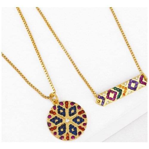 Evil Eye multicolor micro pave cz zircon cubic zirconia necklace copper Clavicle gold plated Snake Chain Choker Pendant cfv34