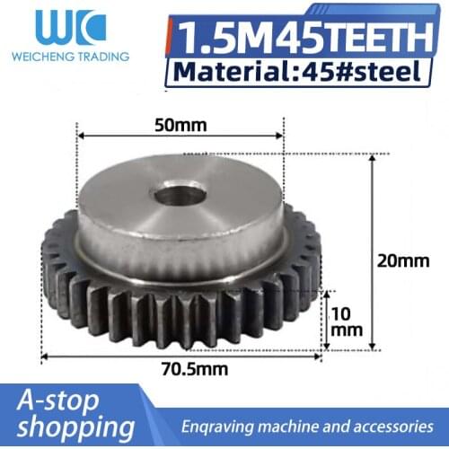 Spur Gear pinion 1.5M 45T 45Teeth Mod 1.5 Bore 10mm Right Teeth 45 steel CNC gear rack