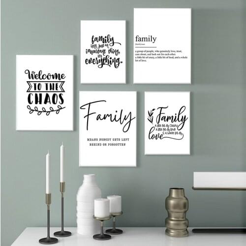 Nordic Black White Family Warm Simple Quote Print Posters Wall Art Canvas Painting Nordic Pictures for Living Room Home Decor