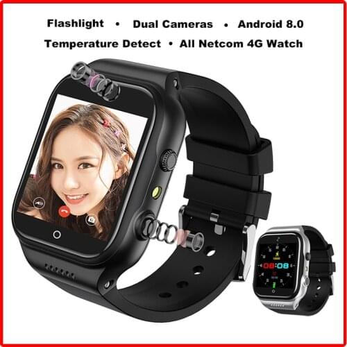 Smart Watch Men Women Android 8 Dual Cameras Battery 900MAH GPS WiFi Bluetooth Smart Temperature 4G Watch Phone for PK KW06 X89