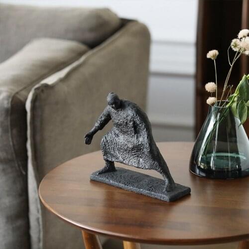 Modern Resin Crafts Black Abstract Tai Chi Figures Sculpture Home Decorations Living Room Desktop Character Decor Ornament