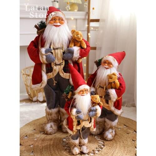 Fabric Santa Doll Plush Toy Doll Christmas Holiday Decorations Shopping Window Layout Ornament Decoration