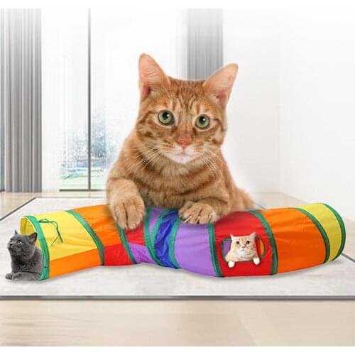 Rainbow S Shape Collapsible Cat Tunnel Tube Kitten Pet Play Training Supply For Cats Hot Funny Toys
