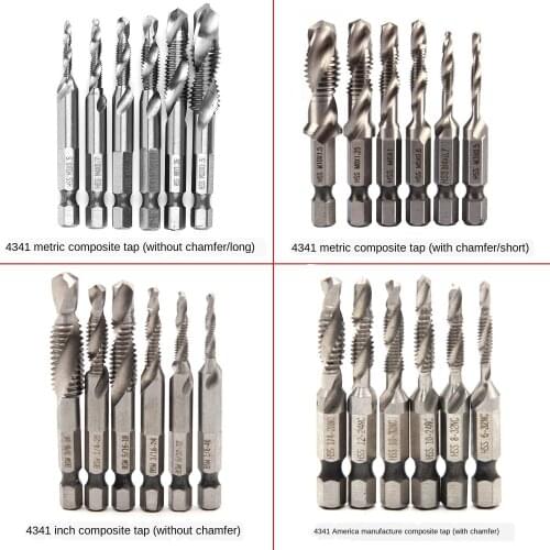 6pcs/lot High-speed steel Multi-function integrated composite tap Titanium-plated spiral machine with tapping
