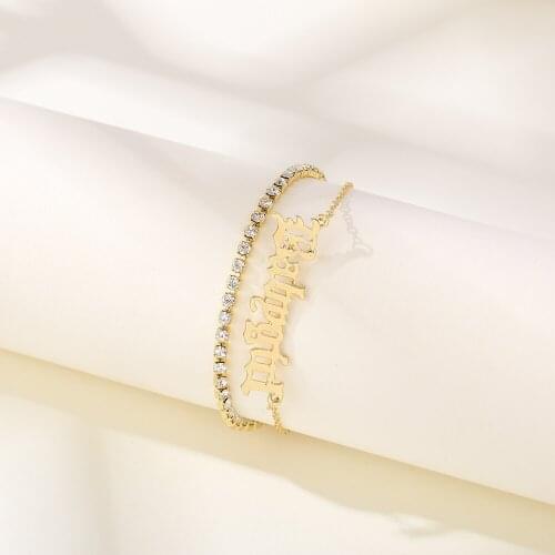 VG 6YM 2021 Punk Women Fashion Letter Angle Anklets Gold Foot Chain Summer Sandals Jewelry Babygirl Anklet Wholesale