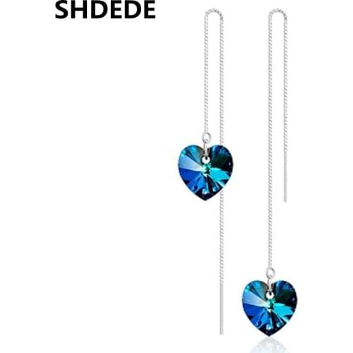 SHDEDE Austrian Crystal from Swarovski Women Jewelry Long Drop Dangle Earrings Exaggerated Fashion Gift Accessories +WHEC68