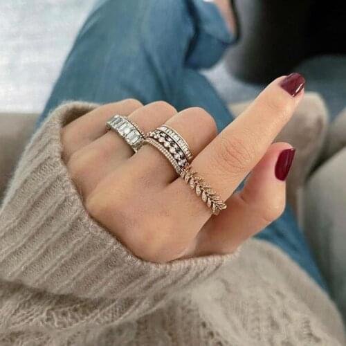 2021 European Fashion Women Jewelry Gold Color Plated Stackable Ring Wheat Shape Arrow Finger 5A Cubic Zirconia CZ Band Ring