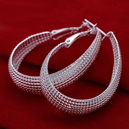 1 Pair Womens Fashion Korean Style Enclosure Hoop Earrings Silver Plated Jewelry Luxury Jewelry,Shiny,Hoop Earrings,High Qualit