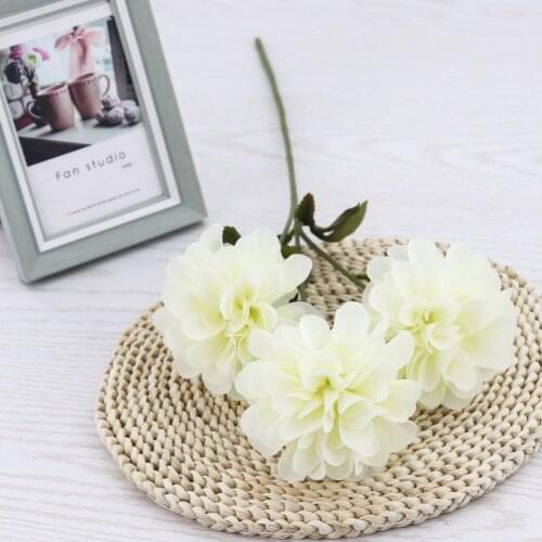 1pc 3 heads artificial silk dahlia flowers wedding party home decoration flower small chrysanthemum