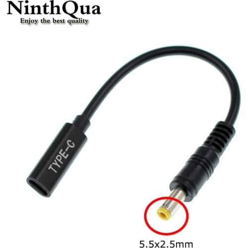 1pcs USB 3.1 Type C USB Female to DC 5.5*2.5 mm 5.5* 2.5 Male Power Charger Adapter Connector Adaptor for Lenovo Asus HP Dell PD