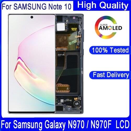 100% Tested 6.3" SUPER AMOLED For Samsung Galaxy Note10 N970F N970 N9700 LCD with Frame Display Touch Screen Digitizer Assembly