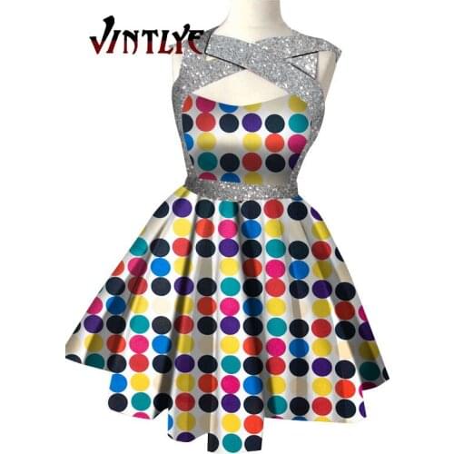 2021 African Ankara Print Dresses for Women Plus Size Sequins Dashiki Dress Match Belt Elegant Maxi African Party Clothing WY127