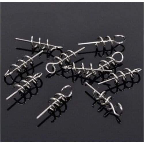 30pcs/lot Soft Bait Spring Lock Pin Crank Hook & Soft Bait Connect Fixed Pin Latch Pin Fishing Tackle Fishing Hook