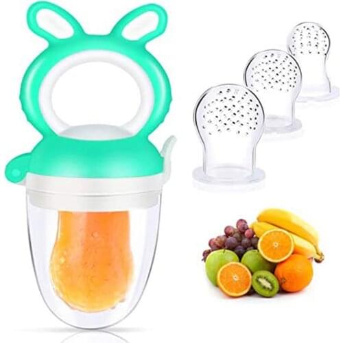 3pcs Baby Fruit Feeder Pacifier Fresh Food Feeder Silicone Nipple Baby Fruit Teething Toy For Kids