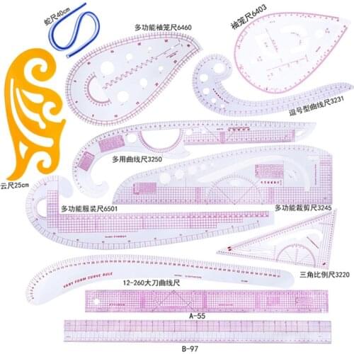 4/13 Pcs French Curve Metric Grading Ruler Measure Dressmaking Tailor Drawing Template Craft Tool Plastic Sewing Supplies