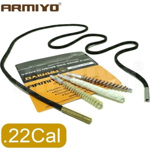 Armiyo 3pcs/set .22Cal 5.56mm Rifle Barrel Cleaning Gun Brush Bronze Nylon Cotton Swabs Mix Kit Hunt Accessories Thread 8-32 m4