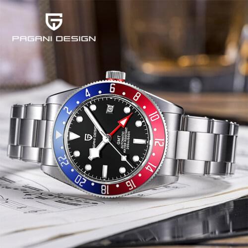 PAGANI Design 2021 BB58 NEW GMT Luxury Sapphire Mechanical Automatic Watch Men Accessories Waterproof Bracelet Stainless Steel