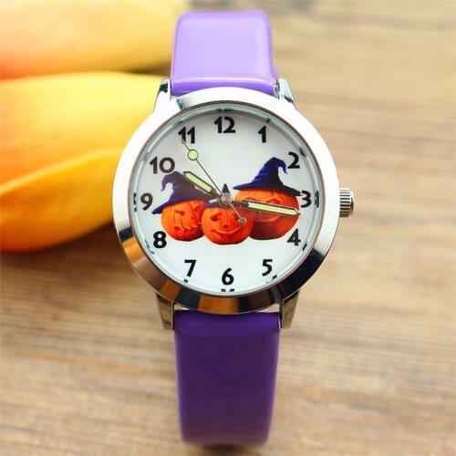 Childrens pumpkin lantern cartoon belt watch childrens luminous pointer quartz wrist watch