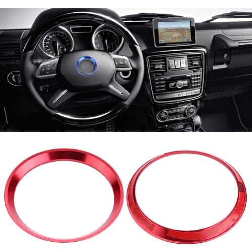 Free Shipping Aluminum Alloy Red Car Steering Wheel Ring Cover Trim For Mercedes Benz CLA GLK A Class W204 W246 W176 W117