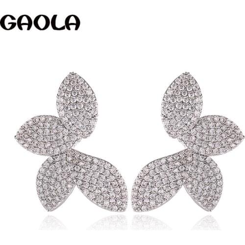 GAOLA Luxury Clear Cubic Zirconia Flower Dangle Earrings for women GLE9324