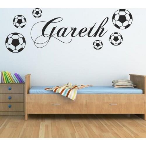 Custom-made Personalized Football Sports Wall Sticker Boys Name Bedroom Football Art Vinyl For Kids Rooms Decoration