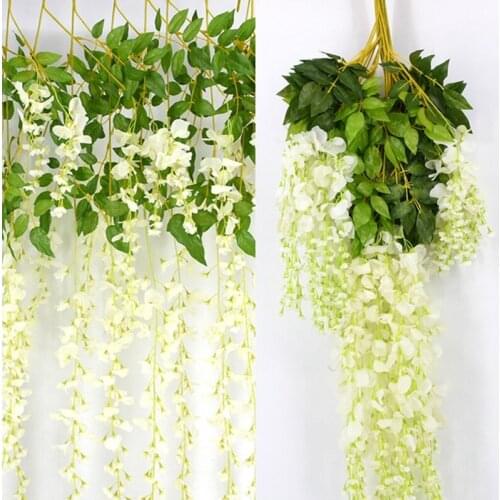 12 Pcs/Lot 110cm Artificial Flowers Wisteria Vine Silk Garland Arch Wedding Decoration Home Garden Hanging Plant Wall Decor