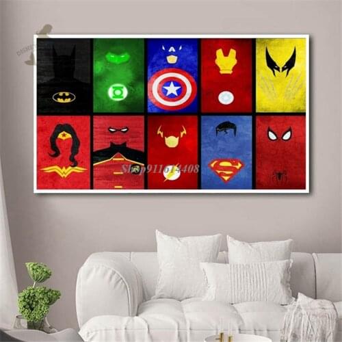 Canvas Painting Disney Marvel Captain America SuperHero Wall Art Character Avengers Poster Wall Art Picture Kids Home Room Decor