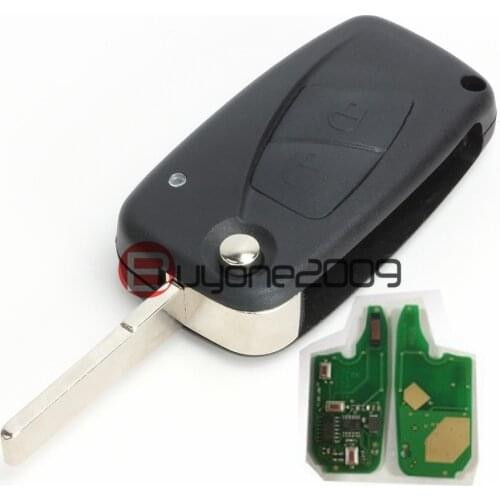 KEYECU Folding Remote Key Fob 2 Button 434MHz PCF7946 Chip for Fiat Punto Ducato Stilo Panda Central Black Color