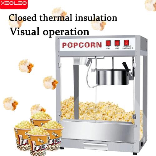 XEOLEO Commercial Popcorn maker 8OZ Popcorn machine Stainless steel Electric Oil-popped machine 1200W Corn popping Non-stick