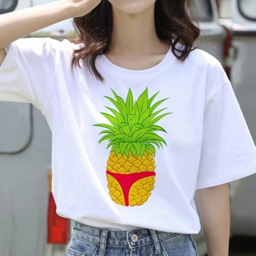 Colorful pineapple th printed t shirt women 90s Graphic T-shirt Harajuku Tops Tee Cute Short Sleeve animal tshirt Female Tshirts