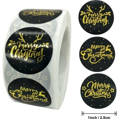 Round Kraft Christmas Stickers 6 Designs 500 Labels paper Snowflake Sticker for Thank You Envelope Seal Label Stationery Sticker