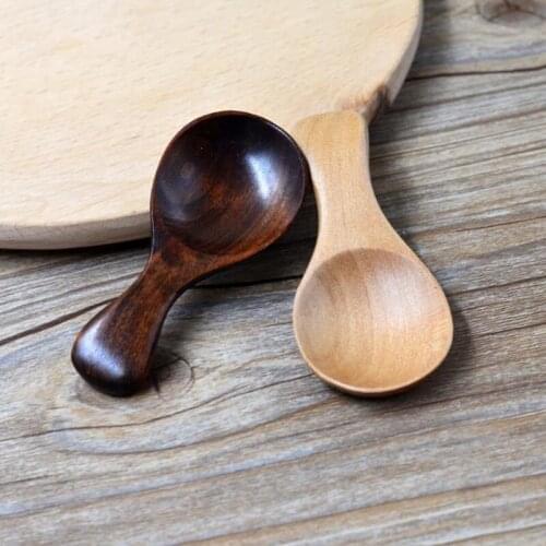 Small Little Mini Natural Wooden Spoon Scoop Tea Honey Coffee Condiment Salt Sugar Spoon F20173488