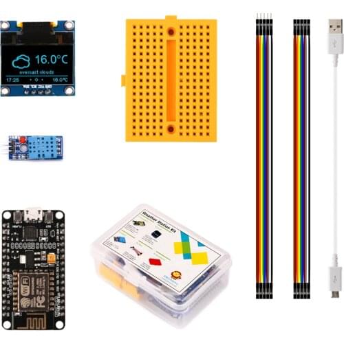 ESP8266 Weather Station DIY Kit with Temperature Humidity OLED 0.96 Display for Arduino IDE IoT Starter Nodemcu Demo Board
