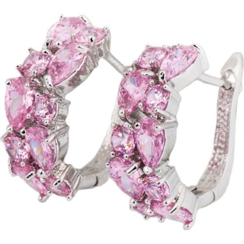 Fashion Lady Stud Earring Classic Pink Stone Earrings Jewelry for Women Water Drop Shape Earrings Aretes De Mujer Modernos 2020