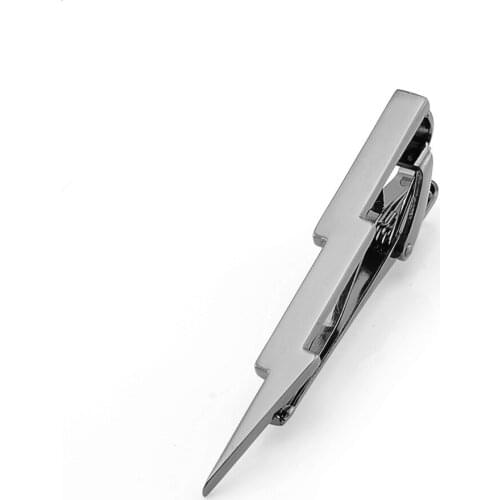 Mens fashion high-end cufflinks spot smooth lightning shape tie clip film flash high-end banquet party suitable for wearing