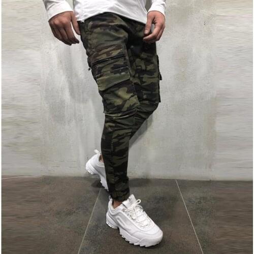 Autumn Camouflage Style Mens Jeans Joggers Sweatpants Cargo Trendy Hip Hop Solid-Colored Pencil Pants Men Fitness Trousers