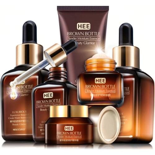 Skin Care Set Brown Bottle Face Toner Essence Eyes Care Cream Facial Lotion Anti-Aging Retinol Cleanser korean Cosmetics Kit Q