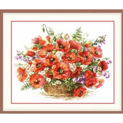 "Poppy" Flowers Counted cross stitch kit 14ct 11ct printed fabric embroidery DIY needlework High Quality