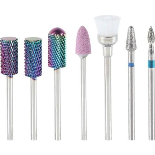 7pcs Manicure Pedicure Electric File Tools Set Alloy Nail Art Drill Bits Kit For Machine Milling Cutter Nail Burr Pedicure Tools