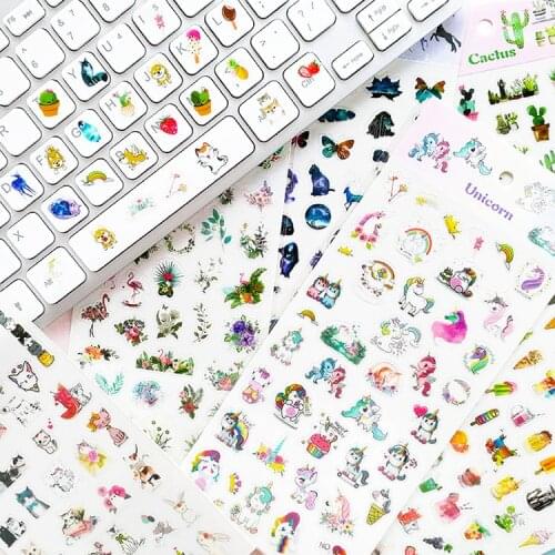 6 pack/set Unicorn Cactus Flamingo Sky PVC Decorative Stationery Stickers Scrapbooking DIY Diary Album Stick