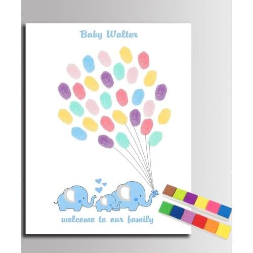 Baby shower gift Personalized Signature Painting Gifts Baby shower Canvas fingerprint anniversary souvenir livre d'or mariage