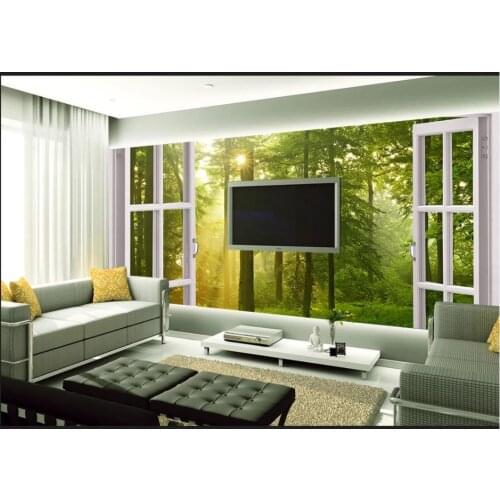 Custom photo wallpapers 3d murals wallpaper for walls Living room 3D window big tree mural landscape TV background wall papers