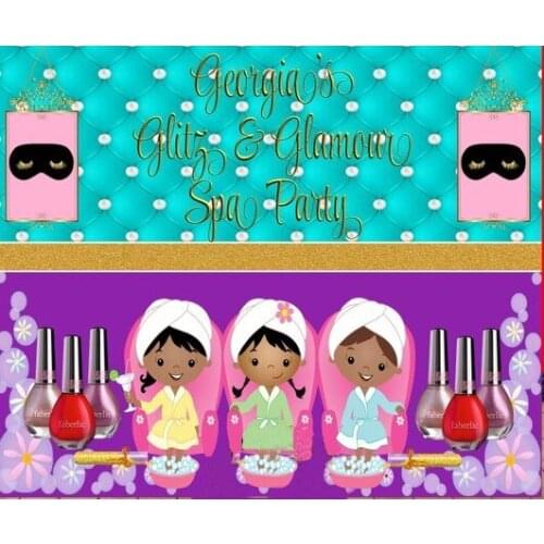 Custom Spa Tufted Party Turquoise Gold backdrop High quality Computer print birthday backgrounds