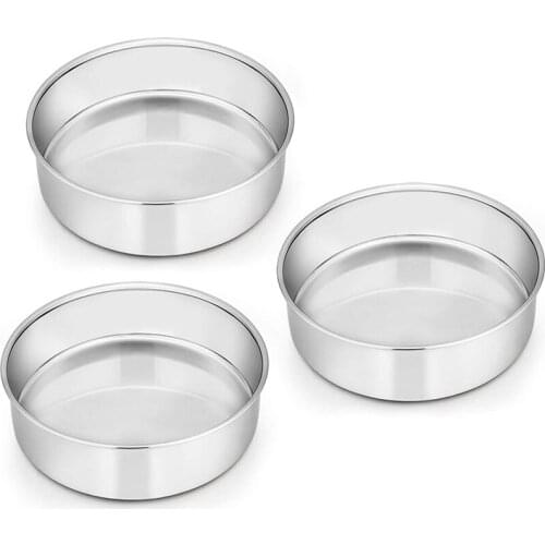 Practical 6 Inch Round Cake Tin for Baking,Stainless Steel Layer Cake Tins Pans Set of 3, Mini Cake Bakeware Set(Detachable Base