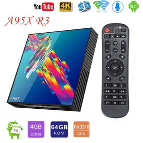 50pcs A95X R3 Android 9.0 Smart TV Box 4G 32GB 64GB Rockchip RK3318 2.4G&5GHz Wifi USB3.0 Google Media Player Support Netflix