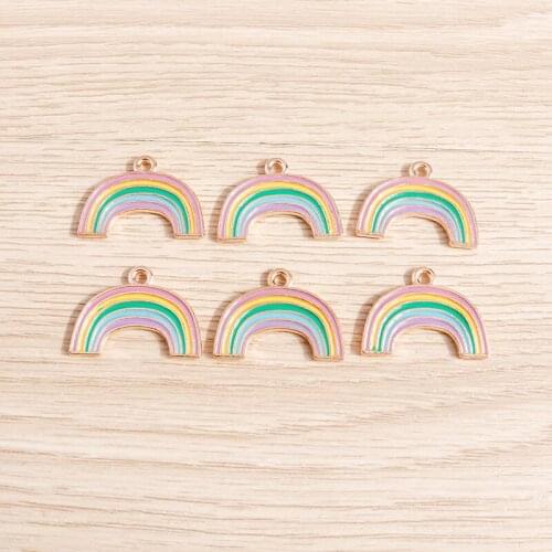 10pcs 24*17mm Colorful Enamel Rainbow Charms for Jewelry Findings DIY Alloy Charms Necklaces Pendant Earrings Making Accessories